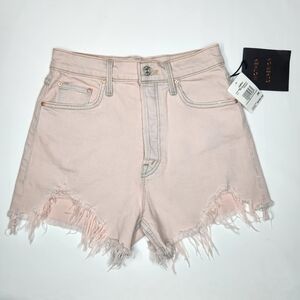 Mother Superior NWT *26 Pink Ultra High Waist Tomcat Kick Fray Shorts Distressed